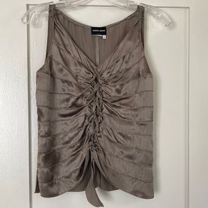 Giorgio Armani Elegant Silk Herringbone Cream/Brown Spring/Summer Top